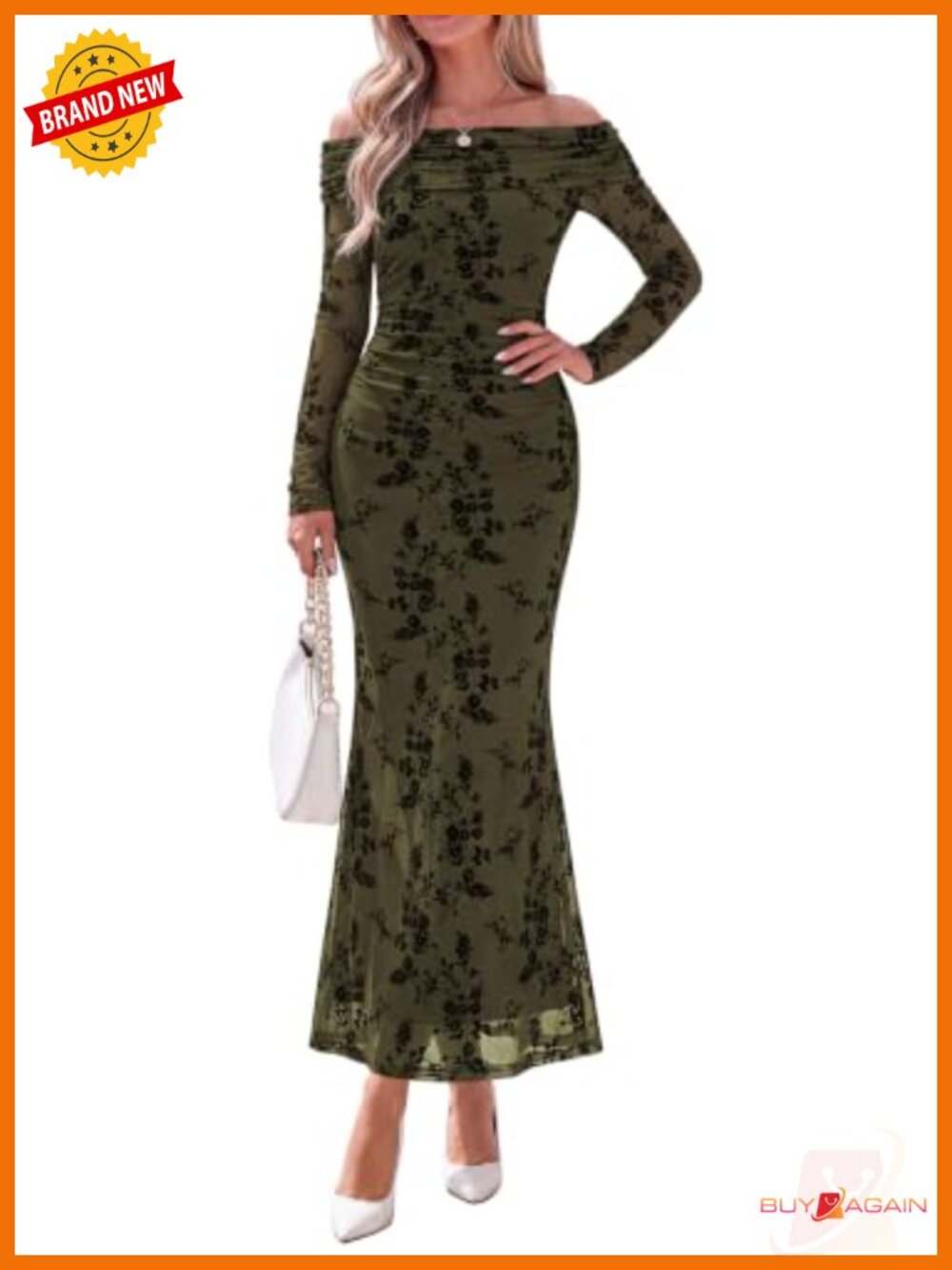 PRETTYGARDEN Off Shoulder Floral Maxi Wedding Guest Dress